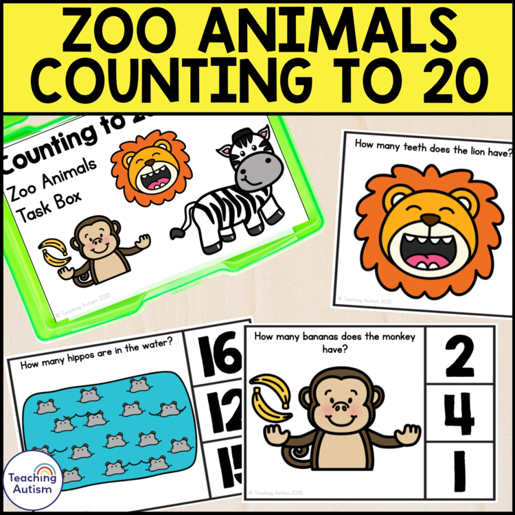 Zoo Animal Counting Task Box | Count to 20 Special Education Task