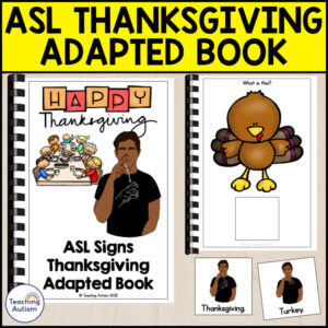 ASL Thanksgiving Vocabulary Adapted Book for Special Education | ASL Signs