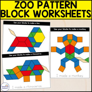 Zoo Animal Pattern Block Mats | Fine Motor & Following Directions Activities
