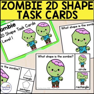 Zombie 2D Shape Matching Task Box | Halloween Math Activities