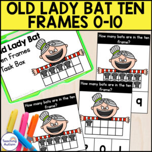 Old Lady Bat Ten Frames Math Activity | Halloween Counting Task
