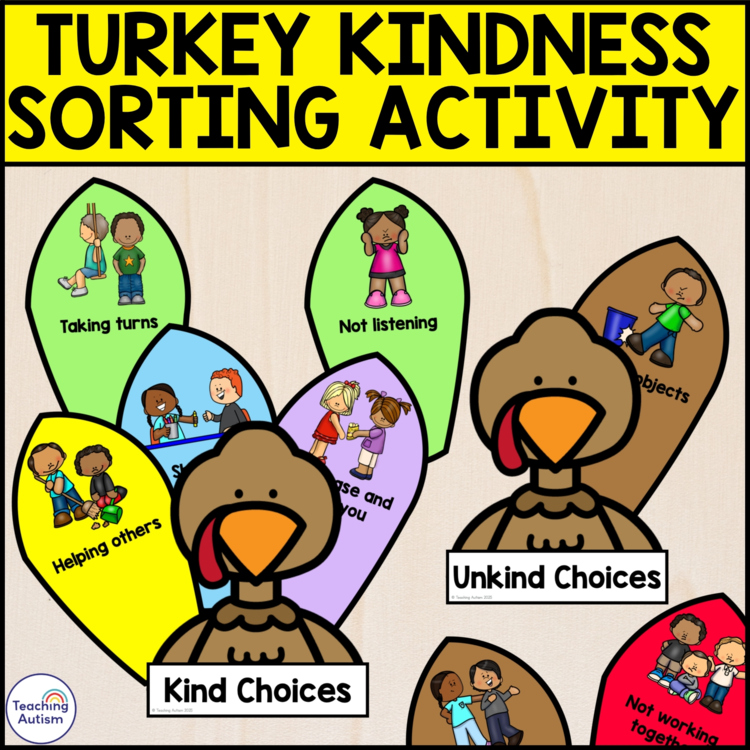 Turkey Kindness Sorting | Social Skills & Behavior Activity for Special Ed