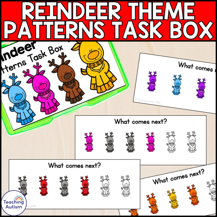 Reindeer Patterns Task Box | Reindeer Task Boxes for Special Education
