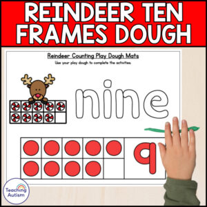 Reindeer Ten Frame Play Dough Mats | Christmas Counting Activity for Special Ed