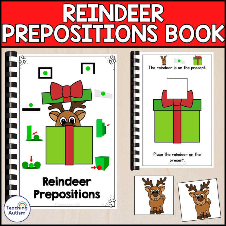 Reindeer Prepositions Adapted Book | Christmas Adapted Books for Special Ed