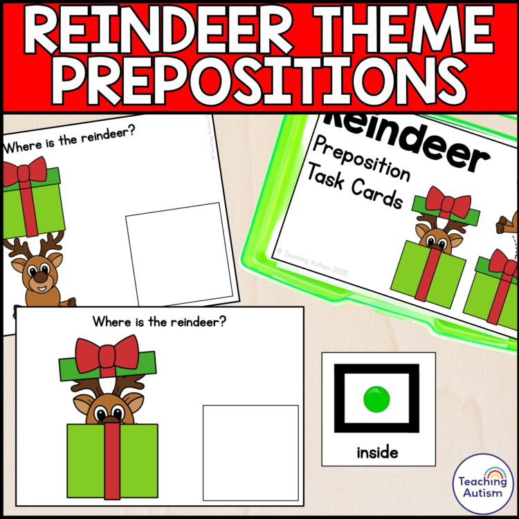 Reindeer Preposition Task Box | Where is the Reindeer? | Christmas Activities