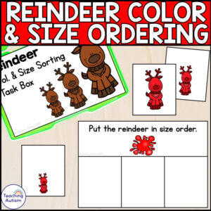 Reindeer Color Matching and Size Ordering Task Box | Christmas Activities