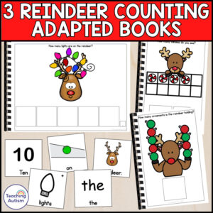 3 Reindeer Counting Adapted Books for Special Education