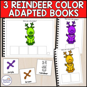 3 Color Matching Reindeer Adapted Books for Special Education | Christmas