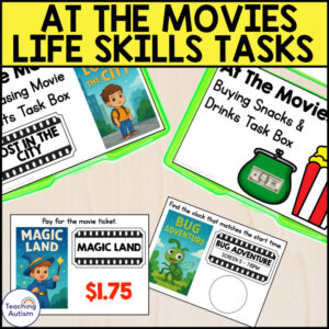 At The Movies Life Skills Task Boxes | Functional Math & Community Skills