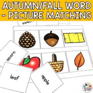 Fall Activities for Kindergarten | Word to Picture Matching