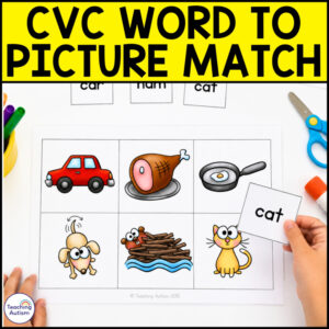 CVC Words Word to Picture Matching Activities | Phonics & Reading Centers
