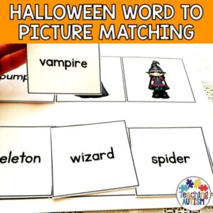 Halloween Word to Picture Matching Activity Vocabulary Practice Literacy