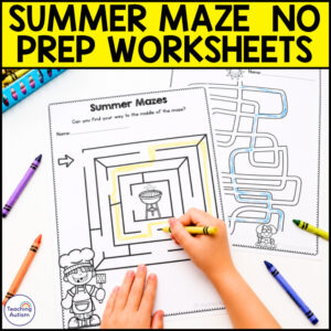 Summer Maze Worksheets | Fine Motor Visual Tracking & Problem Solving Activities