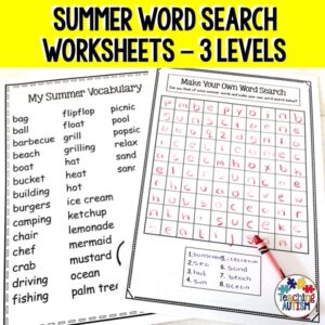 Summer Word Search Puzzles - 2 Levels
