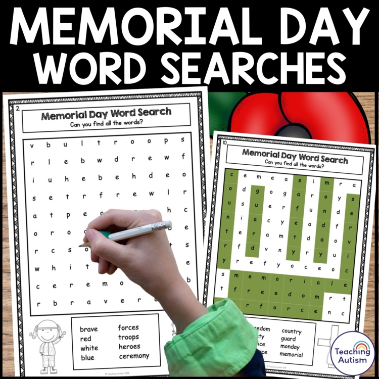Memorial Day Word Search | Memorial Day Activities