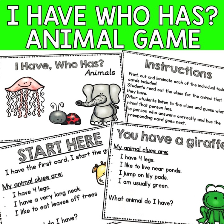 Animal I Have Who Has Game
