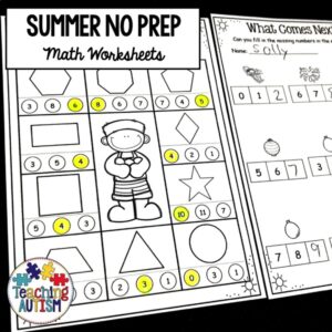 Summer Math No Prep Worksheets