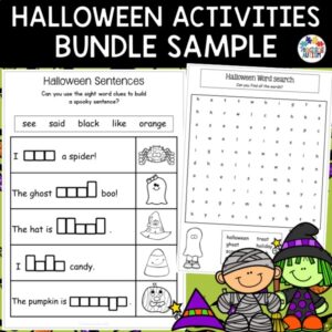 Halloween Activities Bundle Sample | Free Classroom Worksheets