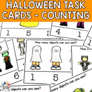 Halloween Math Task Cards | Counting to 20 | Number Recognition & Fine Motor