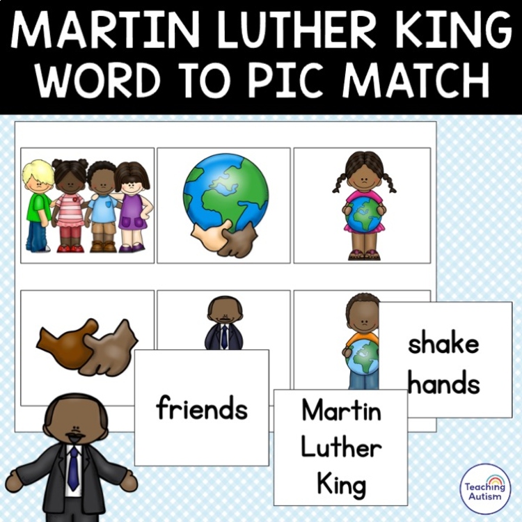 Free Martin Luther King Jr Word to Picture Matching | Black History Month