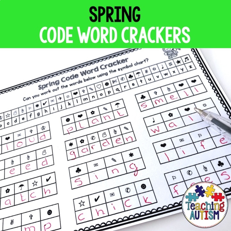 Spring Code Word Cracker Worksheets | Literacy Centers & Problem Solving