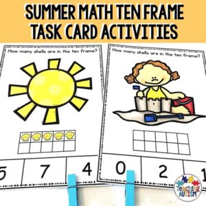 Summer Math Task Cards Counting Ten Frames
