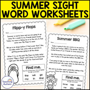 Summer Sight Word Worksheets | Sight Word Reading Passages & Highlight