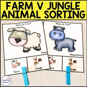 Farm or Jungle Animals | Animal Habitats Sorting Task Cards
