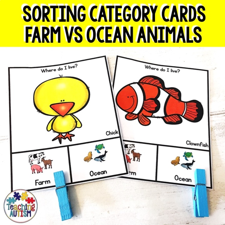 Animal Sorting Categories Farm vs Ocean