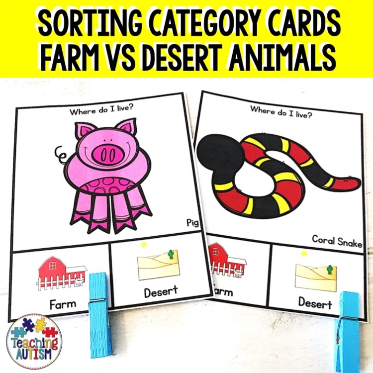 Animal Category Sorting Cards Farm vs Desert