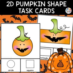 Halloween Math Centers | 2D Shape Sorting Task Cards