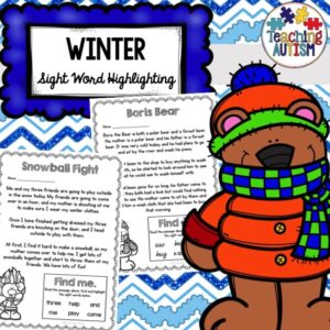 Winter Sight Words Worksheets Read and Highlight