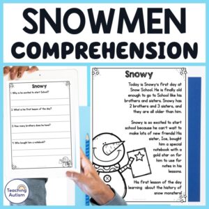 Winter Snowmen Reading Comprehension Passages and Questions