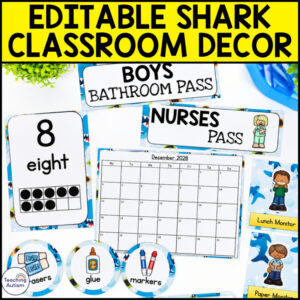 Shark Classroom Decor Bundle | Editable Ocean Classroom Decor | Under the Sea