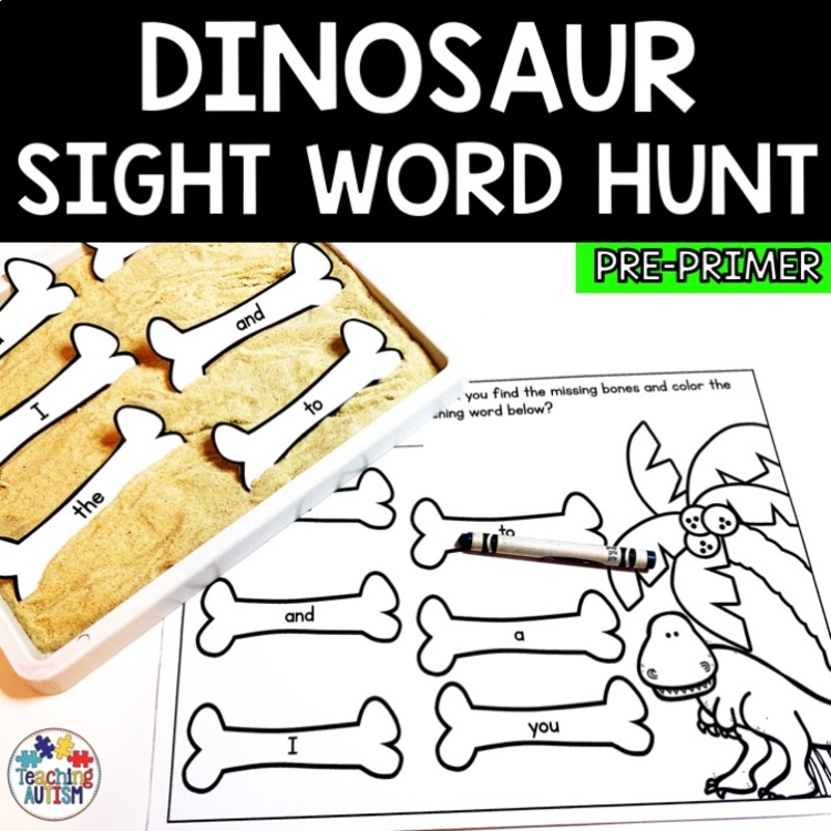 Pre Primer Sight Words | Dinosaur Sight Word Worksheets