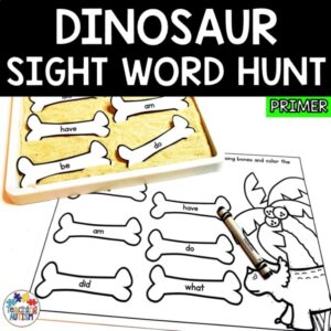 Primer Sight Words | Dinosaur Sight Word Worksheets