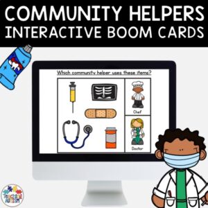 FREE Community Helpers Boom Cards Matching Activity for Special Education