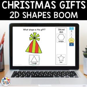 Christmas Gifts 2D Shape Boom Cards | Math Distance Learning