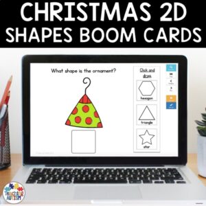 Christmas Ornament 2D Shape Boom Cards | Math Distance Learning