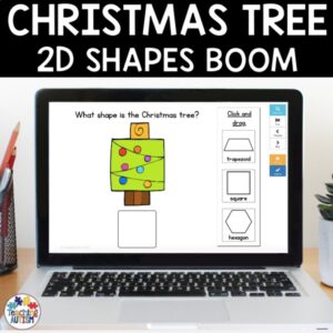 Christmas Tree 2D Shape Boom Cards | Math Distance Learning