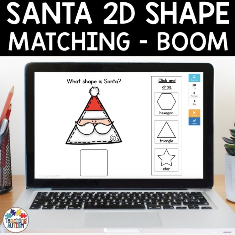 Santa 2D Shape Boom Cards | Math Distance Learning