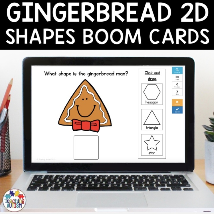 Gingerbread Man 2D Shape Boom Cards | Math Distance Learning
