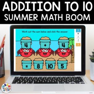 Addition to 10 | Summer Math Boom Cards