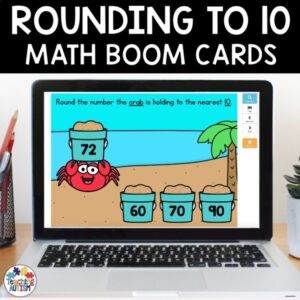 Rounding to the Nearest 10 | Summer Math Boom Cards