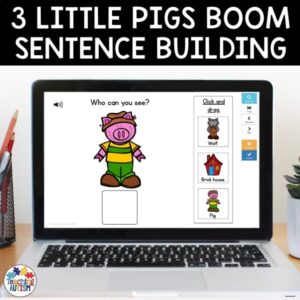 3 Little Pigs Sentence Building | Boom Cards Distance Learning