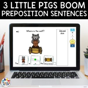 3 Little Pigs Preposition Sentences | Boom Cards Distance Learning
