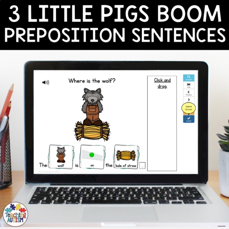3 Little Pigs Preposition Sentences | Boom Cards Distance Learning