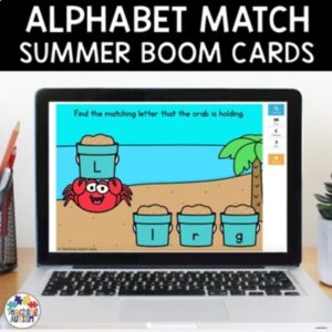 Summer Boom Cards | Matching Uppercase to Lowercase Letters