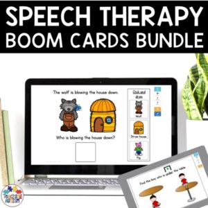 Speech Therapy Boom Cards | WH Questions, Prepositions & Teletherapy Bundle